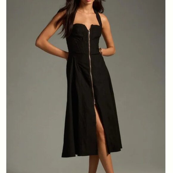 Anthropologie Dresses & Skirts - By Anthropologie Zip-Front Corset Dress Black M